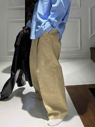 pleated straight pants