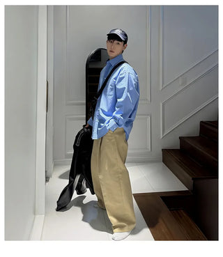 pleated straight pants