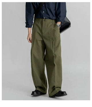 pleated straight pants