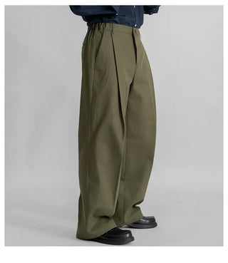 pleated straight pants