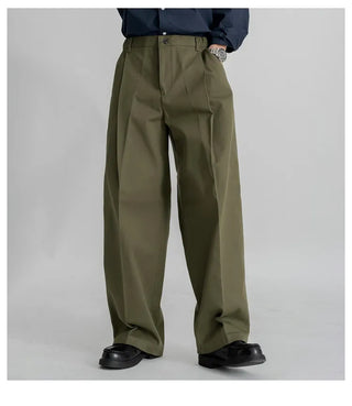 pleated straight pants