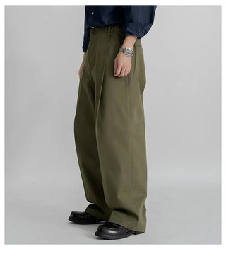 pleated straight pants