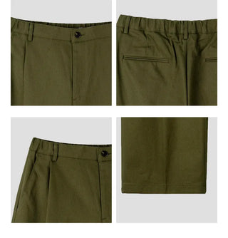 pleated straight pants