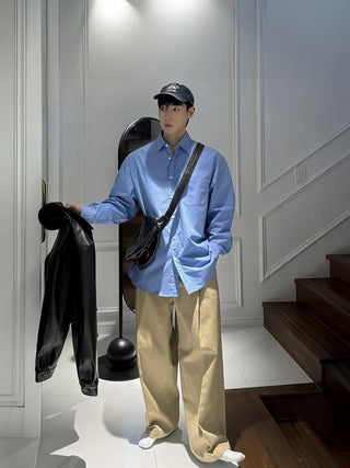 pleated straight pants