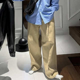 pleated straight pants