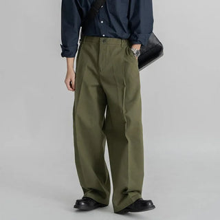 pleated straight pants