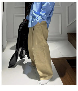 pleated straight pants