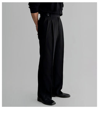 black pleated pants