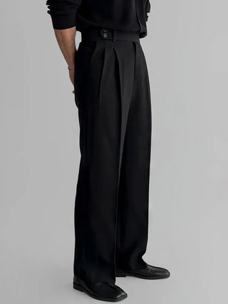 black pleated pants