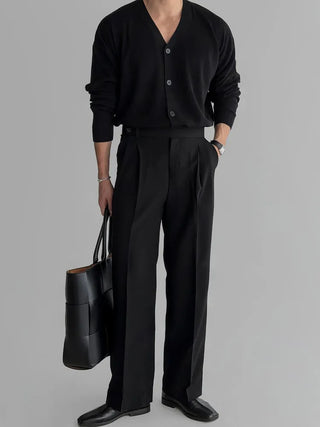 black pleated pants