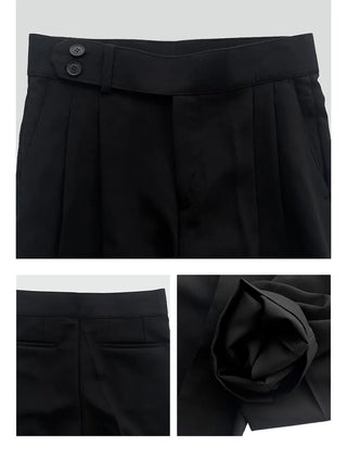black pleated pants