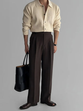 black pleated pants