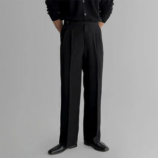 black pleated pants