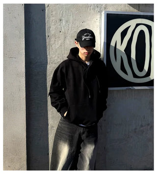 black hooded sweater