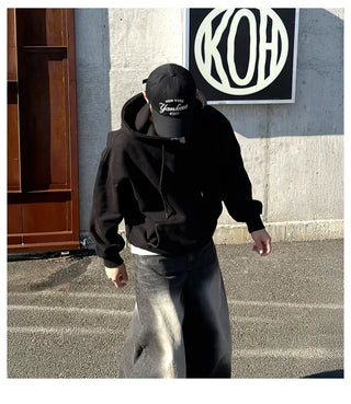 black hooded sweater