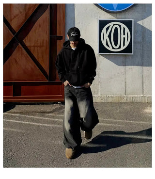 black hooded sweater