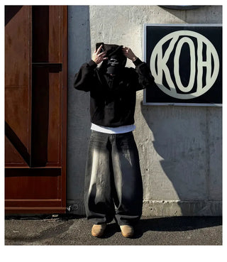 black hooded sweater
