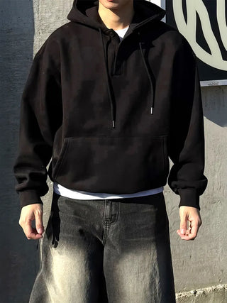 black hooded sweater