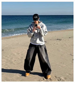 black hooded sweater