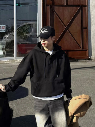 black hooded sweater
