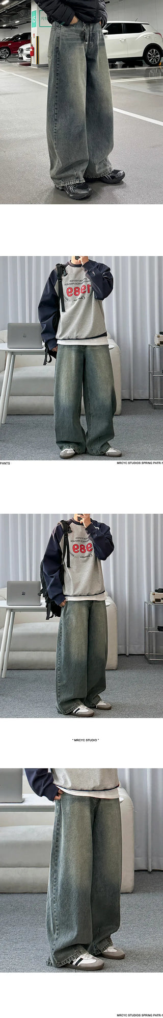 washed wide jeans