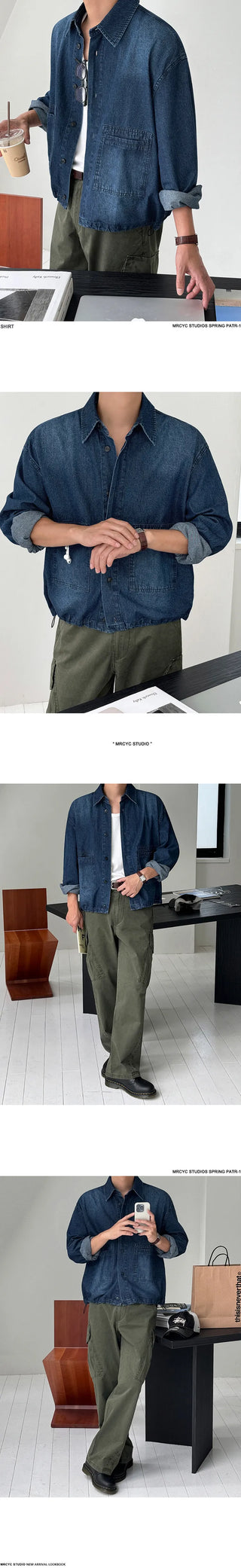 denim long shirt