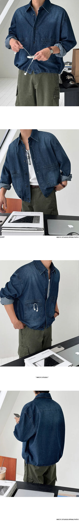 denim long shirt
