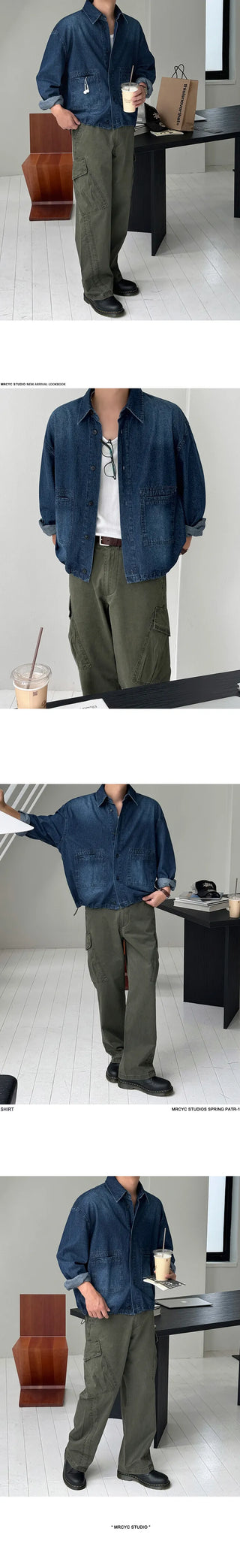 denim long shirt