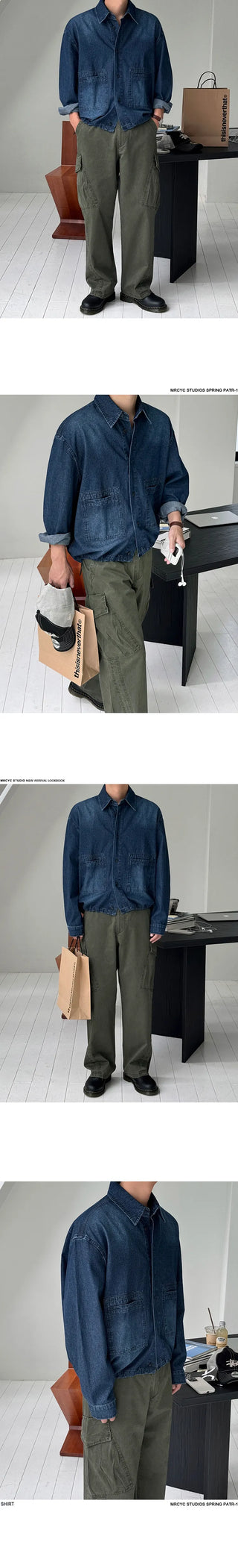 denim long shirt