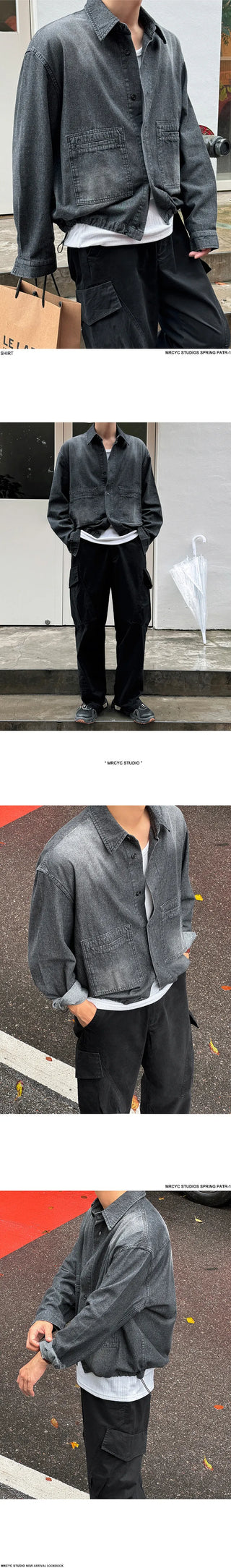 denim long shirt