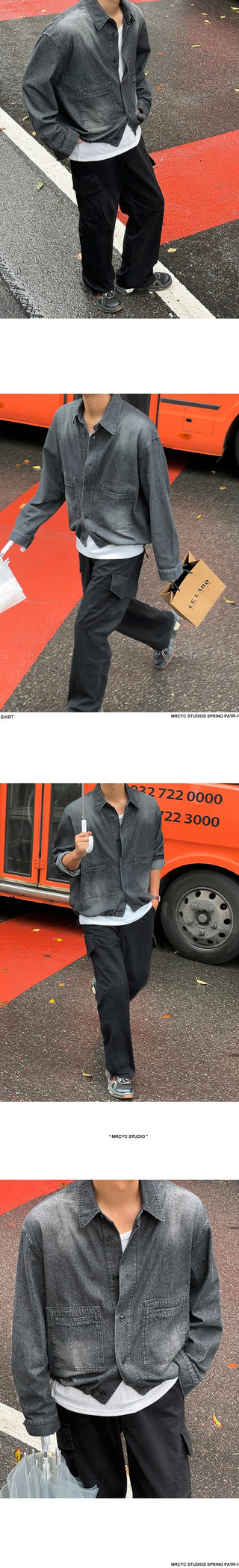 denim long shirt