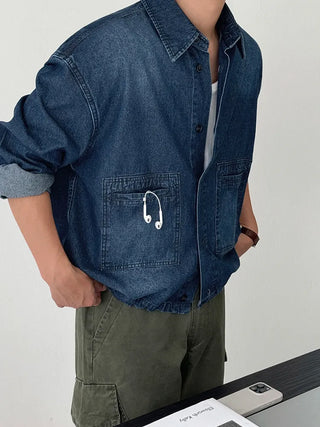 denim long shirt