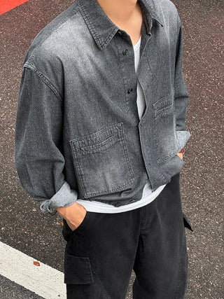 denim long shirt