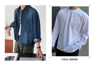 denim long shirt