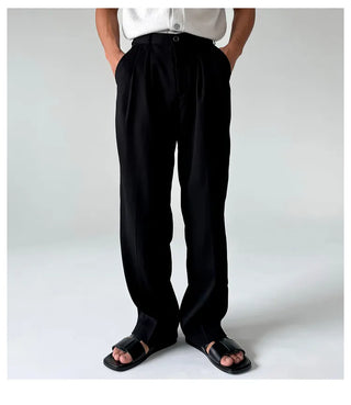 black pleated pants
