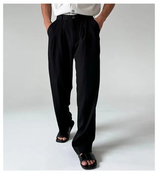 black pleated pants