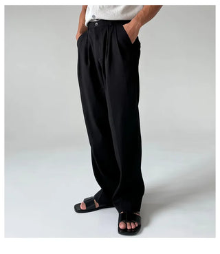 black pleated pants