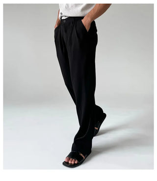 black pleated pants