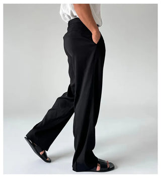 black pleated pants