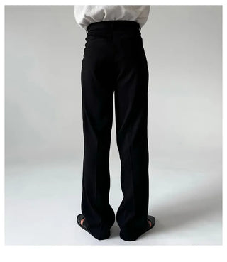 black pleated pants
