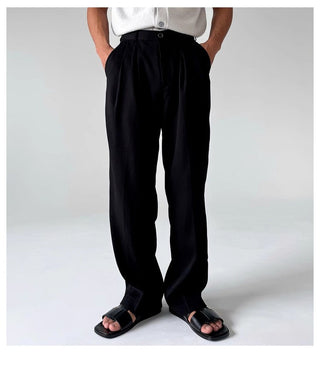 black pleated pants