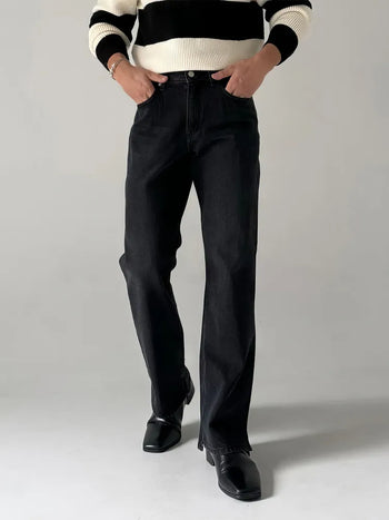 black slit jeans