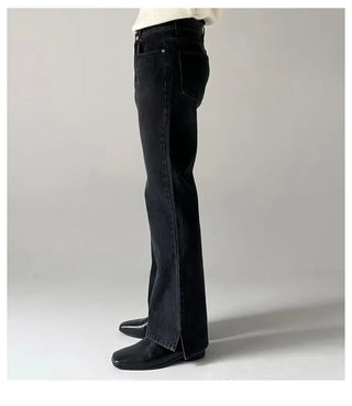 black slit jeans
