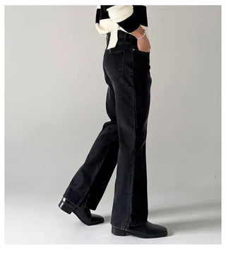 black slit jeans