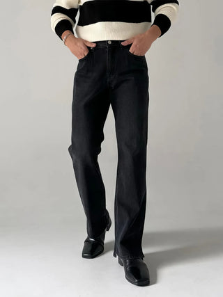 black slit jeans