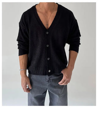 blue knit cardigan