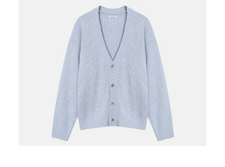 blue knit cardigan
