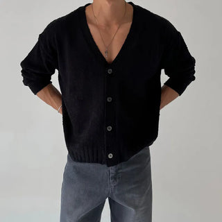 blue knit cardigan