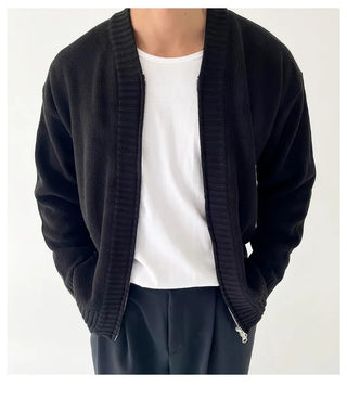 knit zipper cardigan