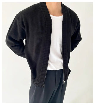 knit zipper cardigan